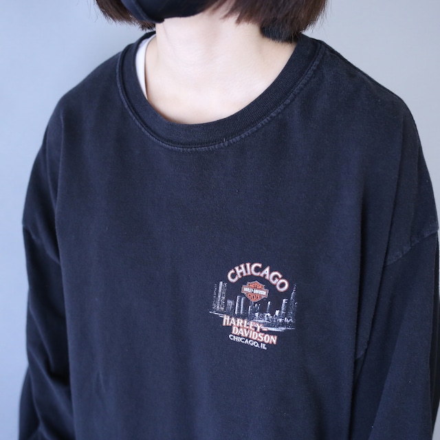 "HARLEY-DAVIDSON" front and back print loose silhouette l/s tee