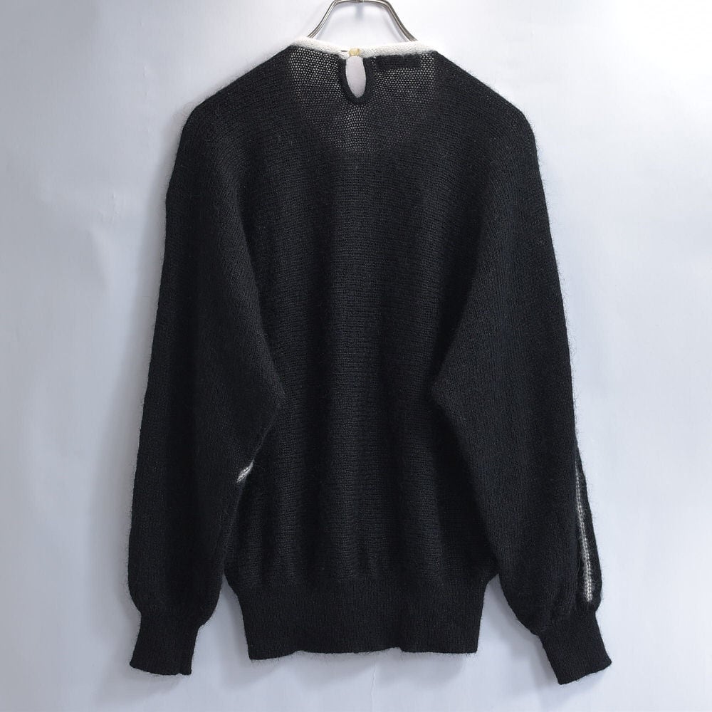 エスカーダ 90's ヴィンテージ ビーズ刺繍 ウール タートルネックニット 黒 80〜90年代 J.CREW ジェイクルー ロールネック ウールニットセーター