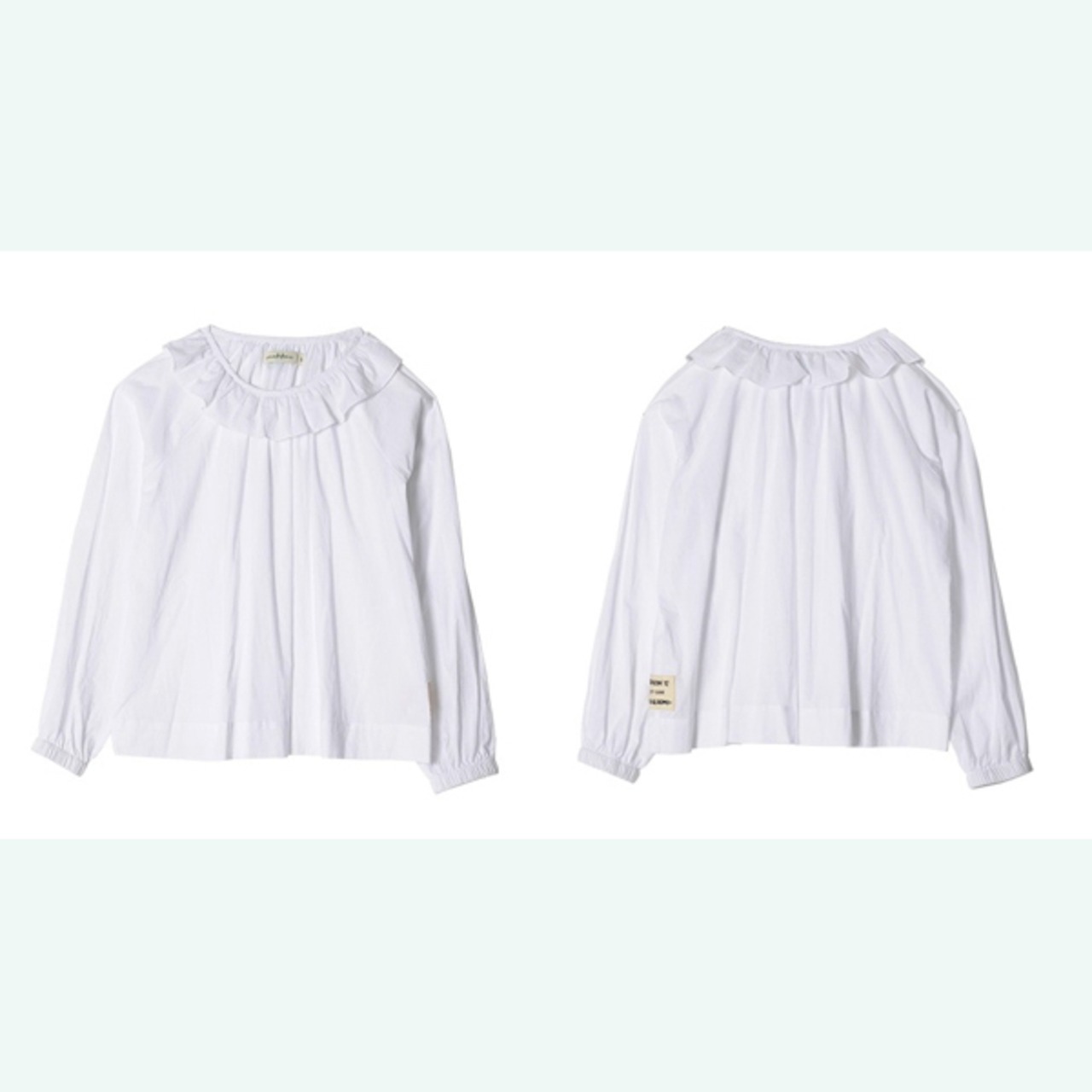 三日月フリルとひみつの刺繍　ゆったりホワイトブラウス《i0736》