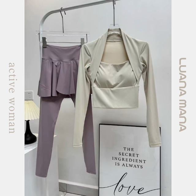 Drape Bolero Top & Layered Skirt Leggings Set【5colors】2748