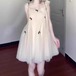 リボンデコノースリーブチュールワンピ ・78250