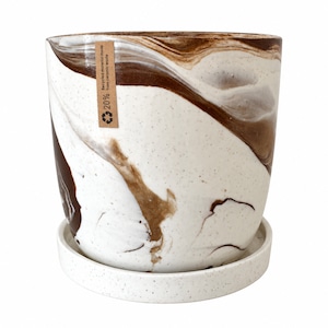 Terra Marble Recycled Planter Φ20.5cm×h20cm (6号)マーブル 陶器 植木鉢 プランター 底穴あり