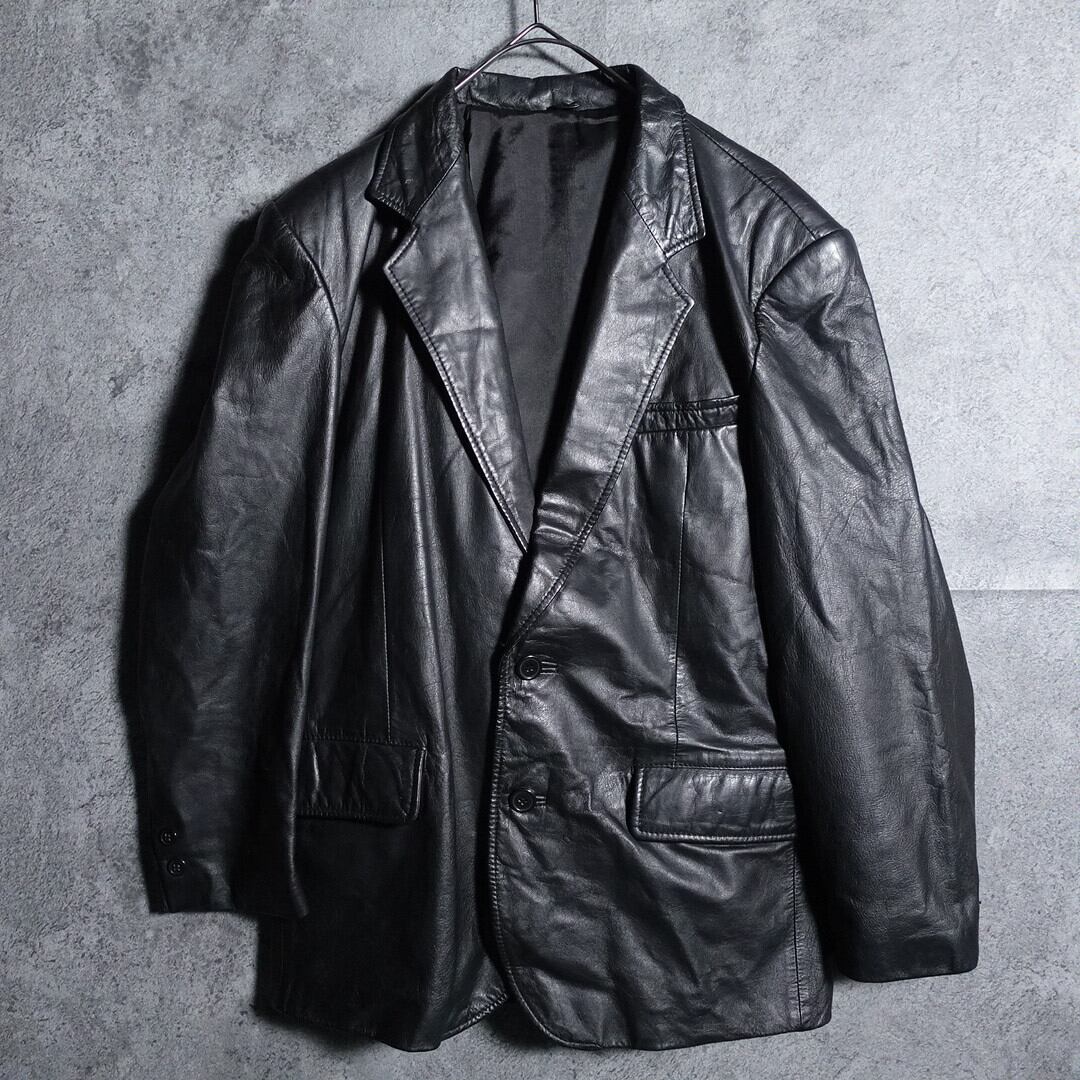 Black leather single tailored jacket