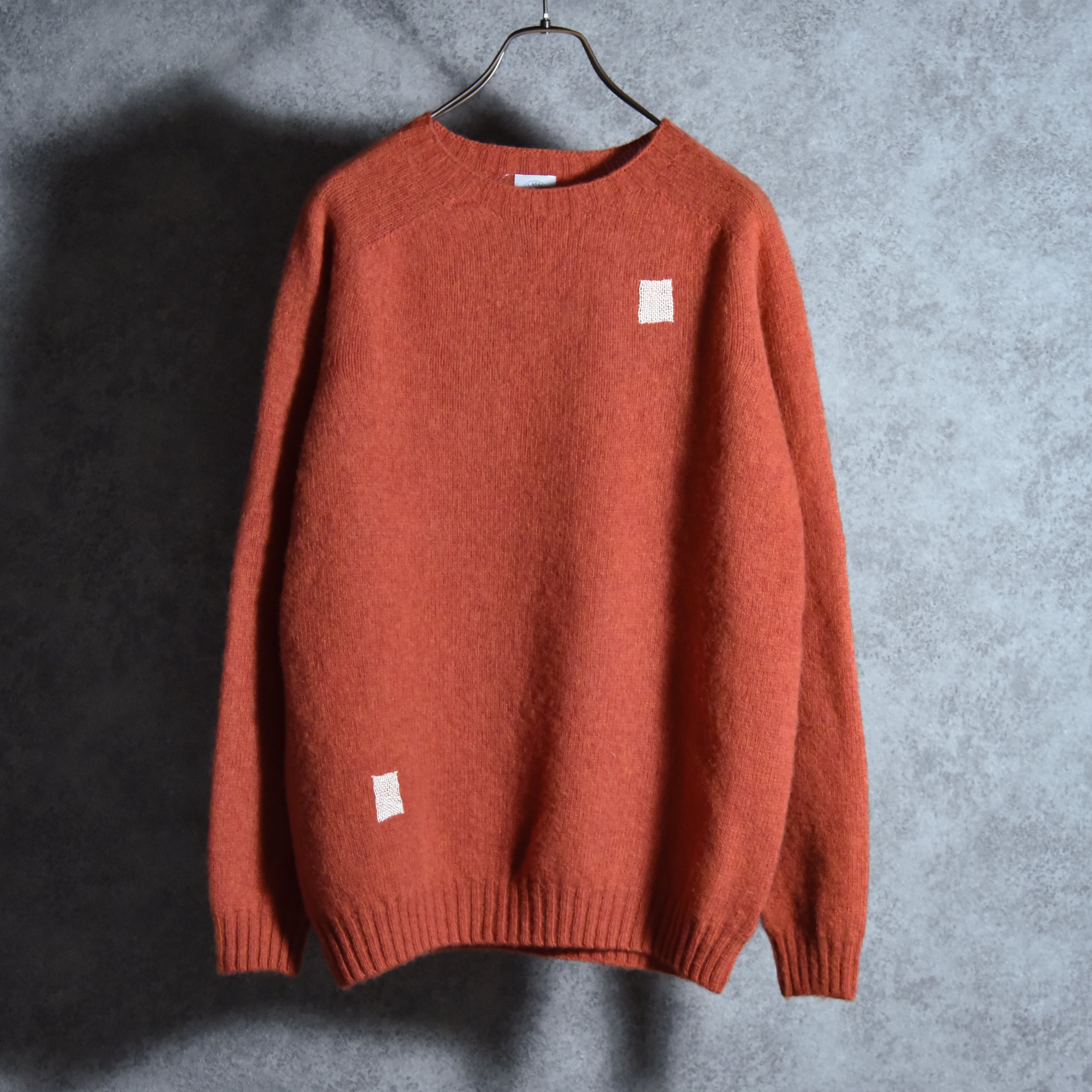 BRICK Shaggy Dog Shetland Wool Knit Sweater Crew Neck FLAME