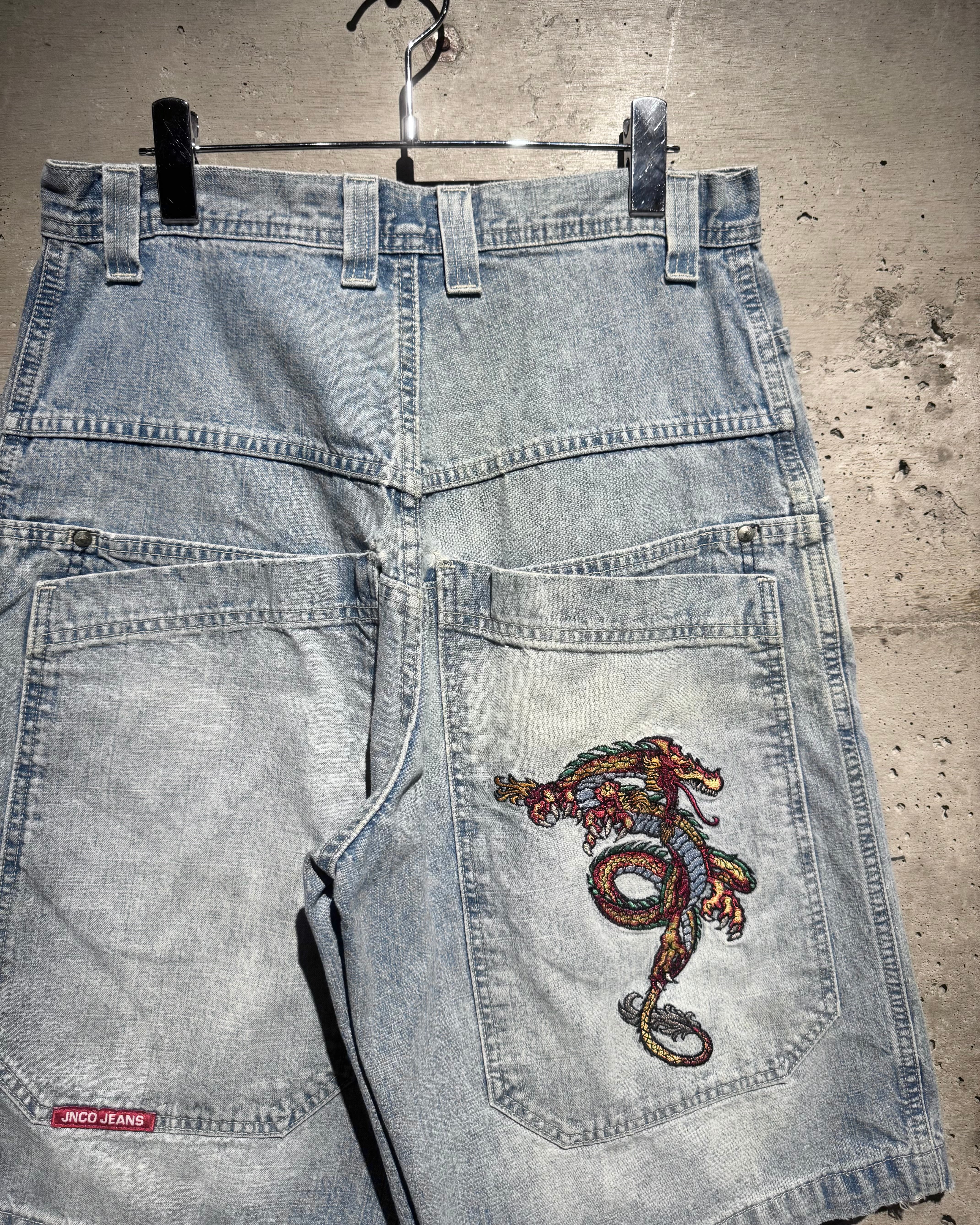 Caka】“JNCO JEANS” Dragon Embroidery Vintage Rave Baggy Denim