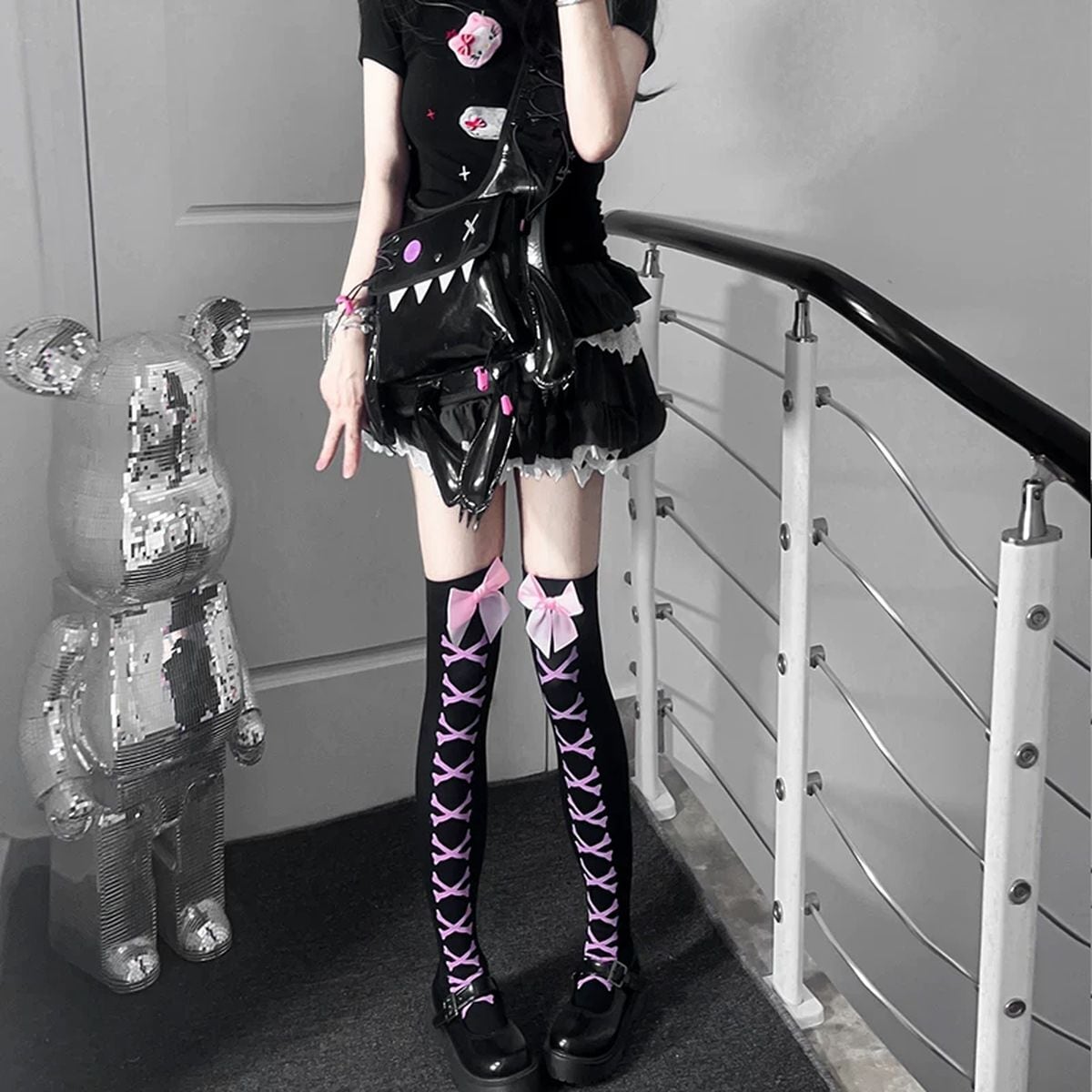Y2K地雷系レースアップニーハイ+レッグウォーマー | Maiden's Rêve