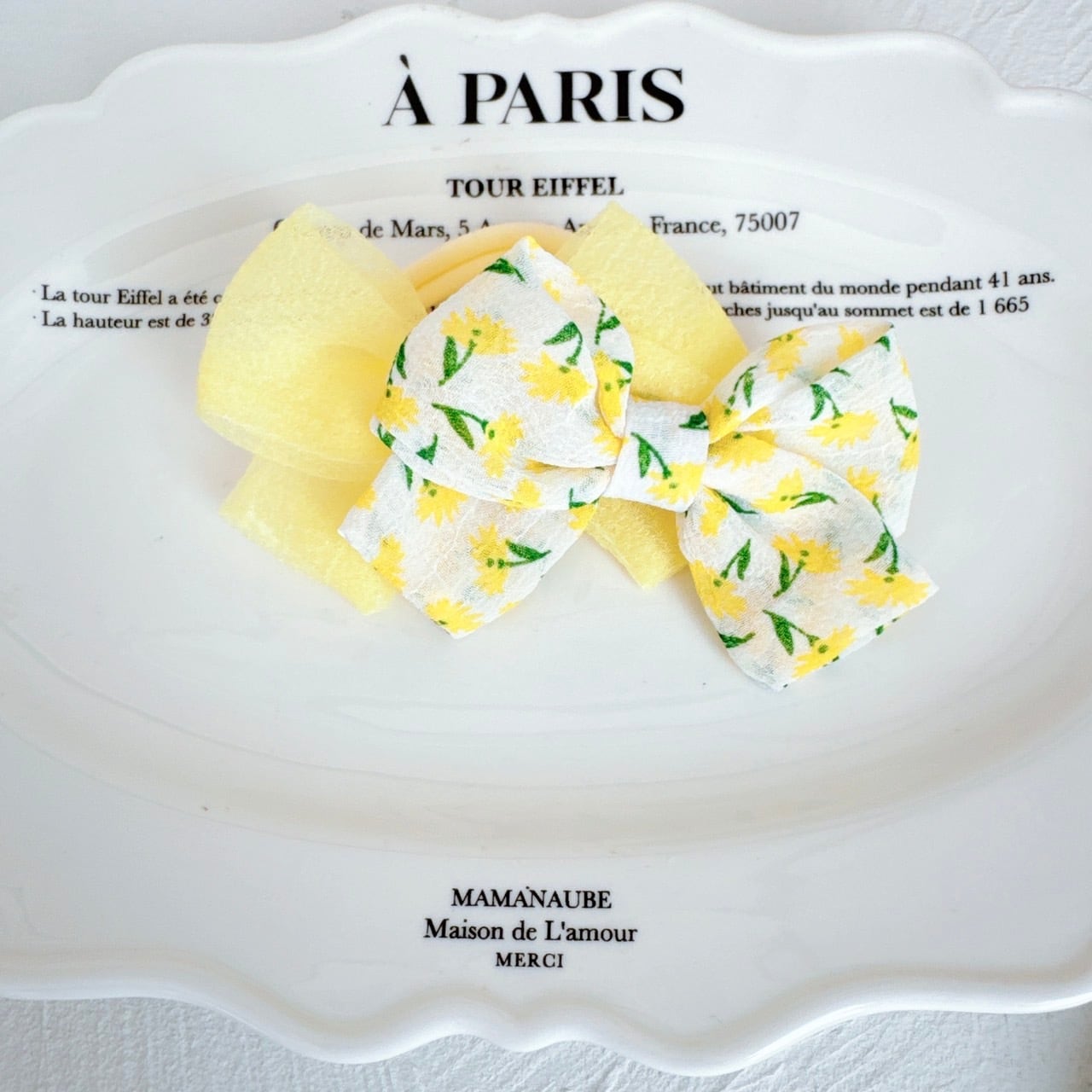 ダブルイエローリボンヘアバンド（後ろ支え付き）