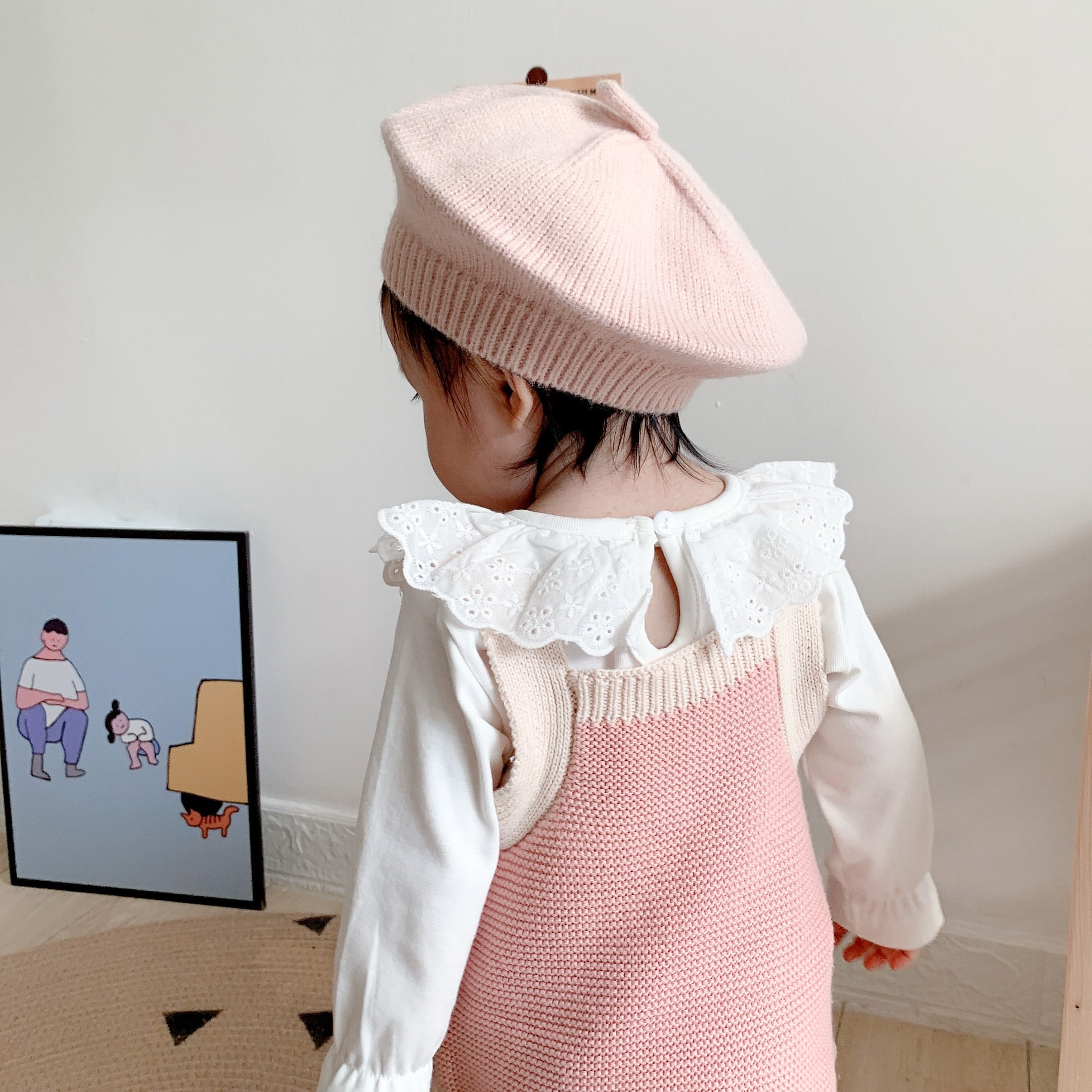 ins秋の赤ちゃん幼児子供手作りボールニットウールジャンプスーツ