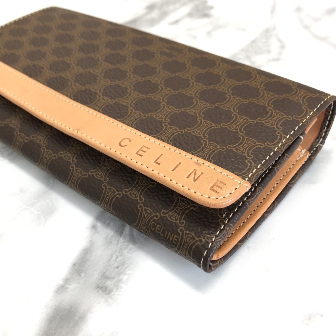 CELINE セリーヌ マカダム ロゴ型押し 長財布 財布 ブラウン vintage 