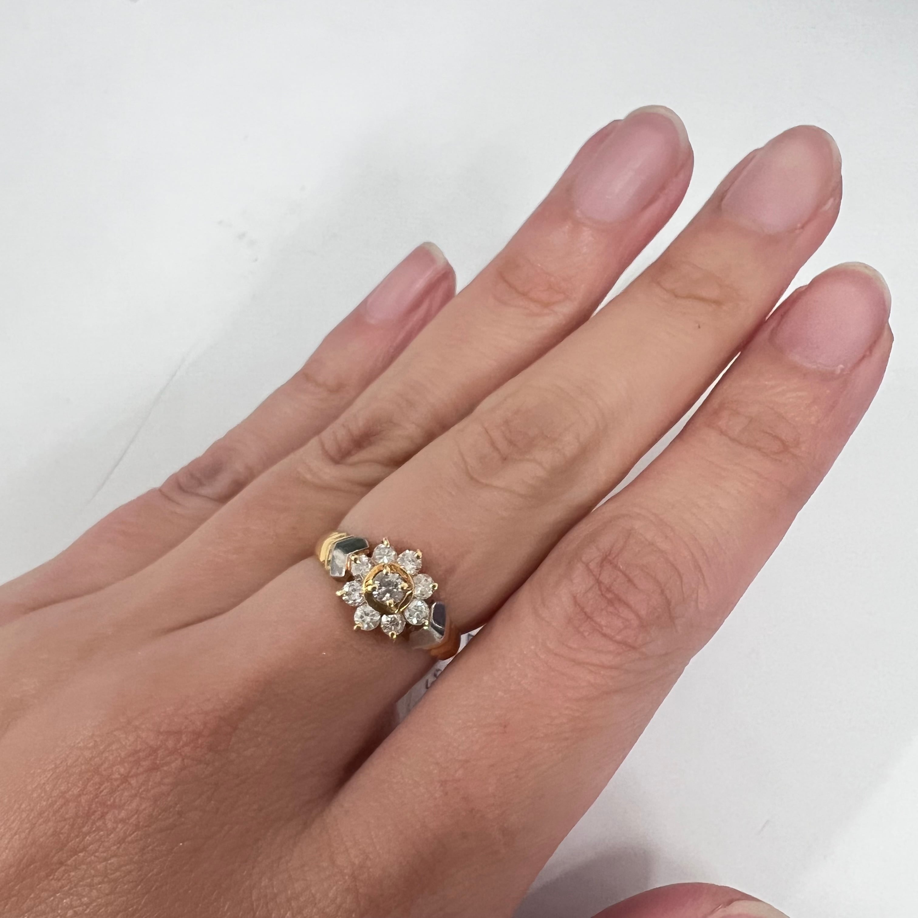 日本の作品】昭和レトロ ヴィンテージ K18/Pt900 ダイヤモンド0.59