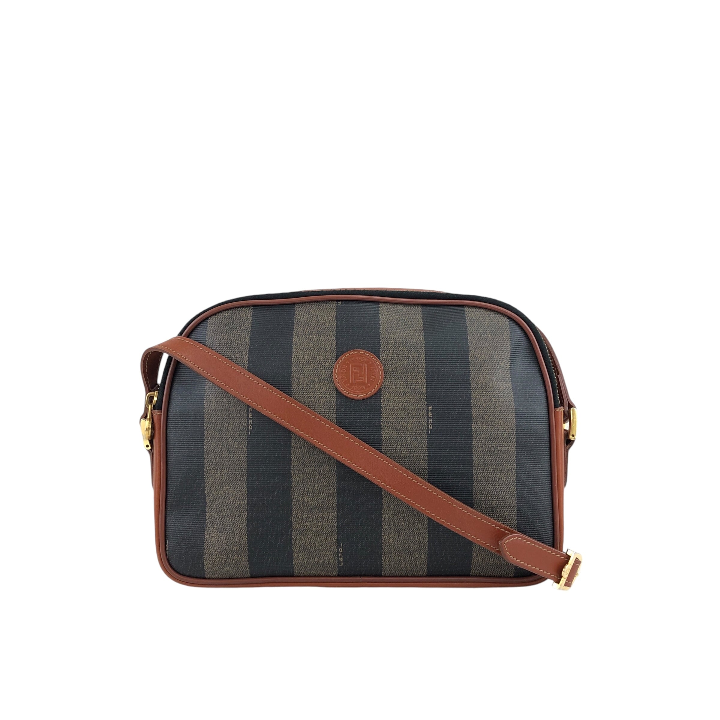 FENDI フェンディ ペカン ショルダーバッグ ブラウン ロゴ PVC FENDI フェンディ ペカン ショルダーバッグ ブラウン ロゴ PVC