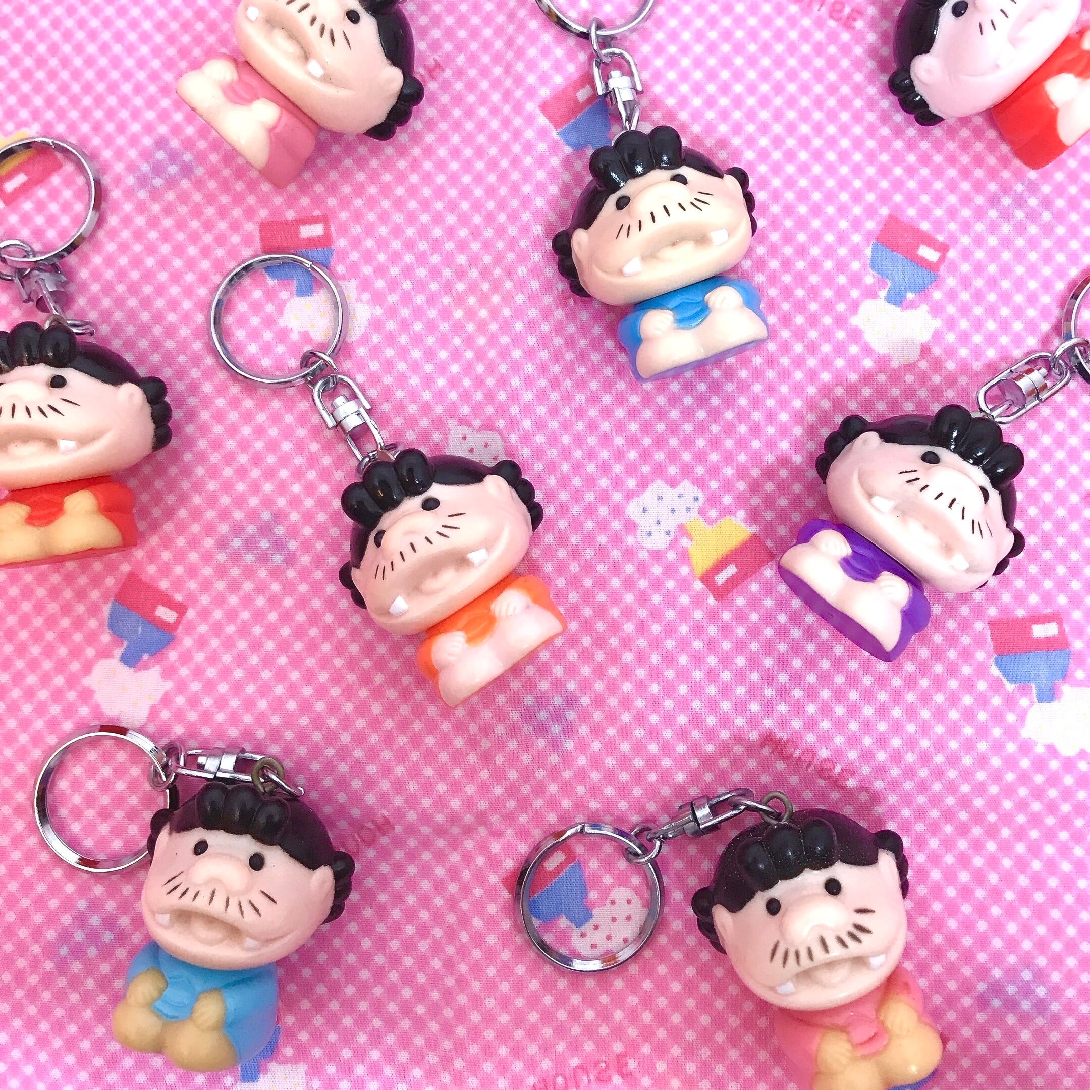 昭和レトロ ビンテージファンシー栓抜き型キーホルダー 7点 1980年代