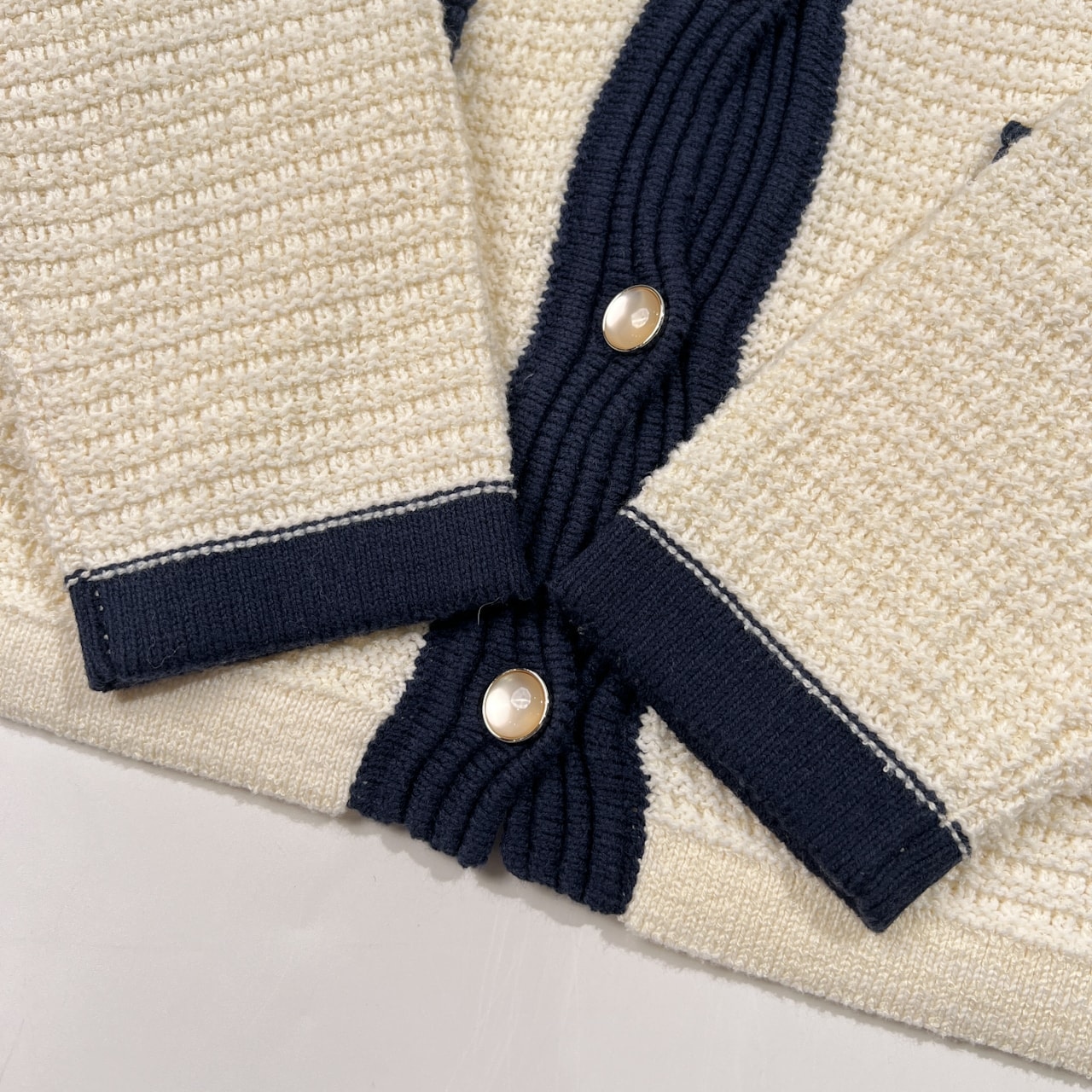 SHIPS COLORS シップス カラーズ コットンニット カーディガン サイズ ONE SIZE /アイボリー×ネイビー