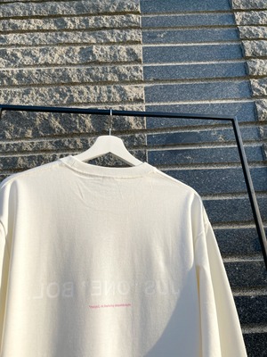 *LIMITED* ⚘ ORGANIC ⚘ COTTON LONG-SLEEVE WHITE TEE 　" Rose Pink ROSE "
