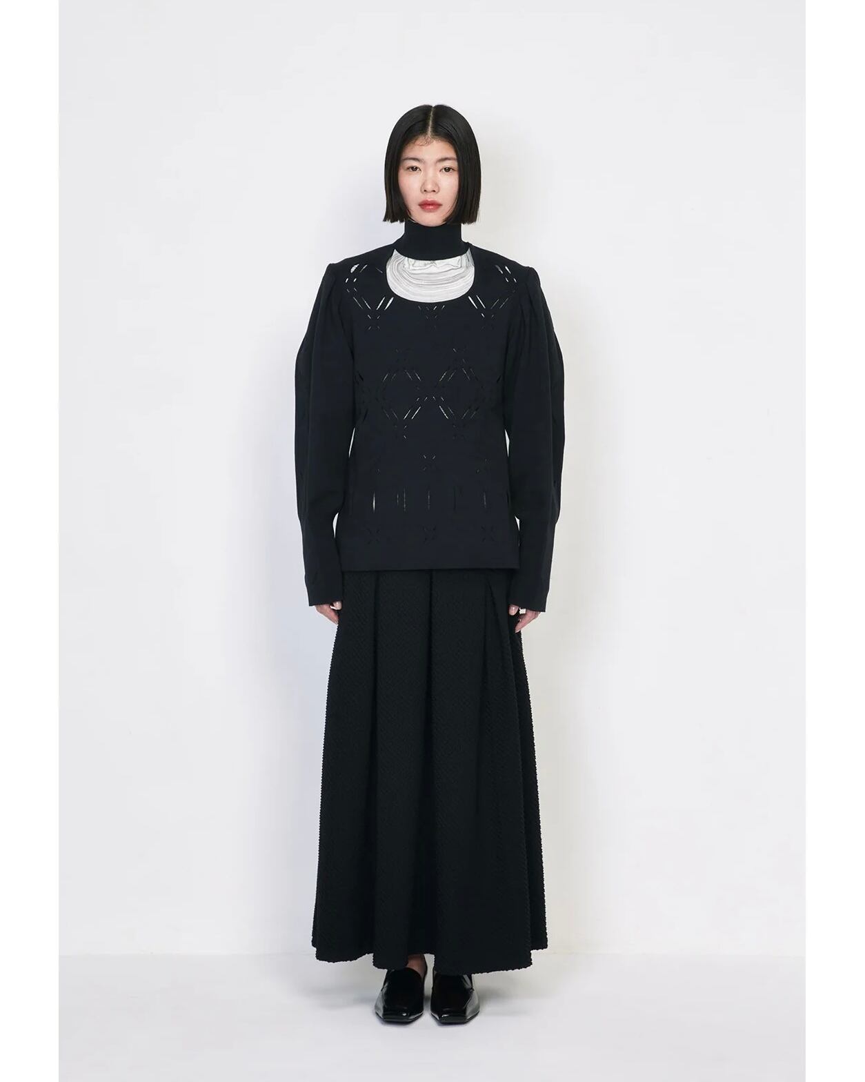 Mame Kurogouchi】Marble Print Jersey High Neck Top/grey | TOLMA.