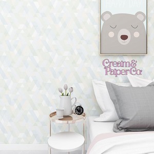 【切り売り】ホワイト × グリーン Geometric FL1-775302MT for DIY 幅53㎝ リピート64㎝