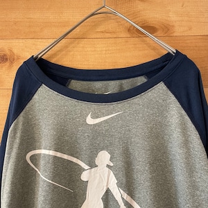 【NIKE】ベースボール Tシャツ 七分袖 DRY素材 2XL ナイキ アメリカ古着