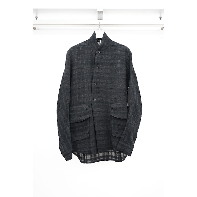 [D.HYGEN] (ディーハイゲン) ST102-0123A Shadow Stripe Gauze Double-Breasted Coat Tailored Shirt