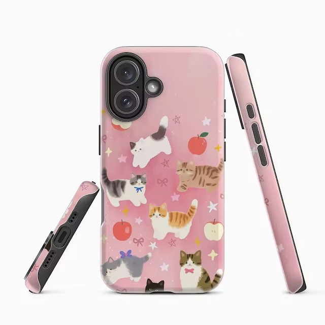 おめかしねこパターンiPhoneケース（iphone12-17対応）0204