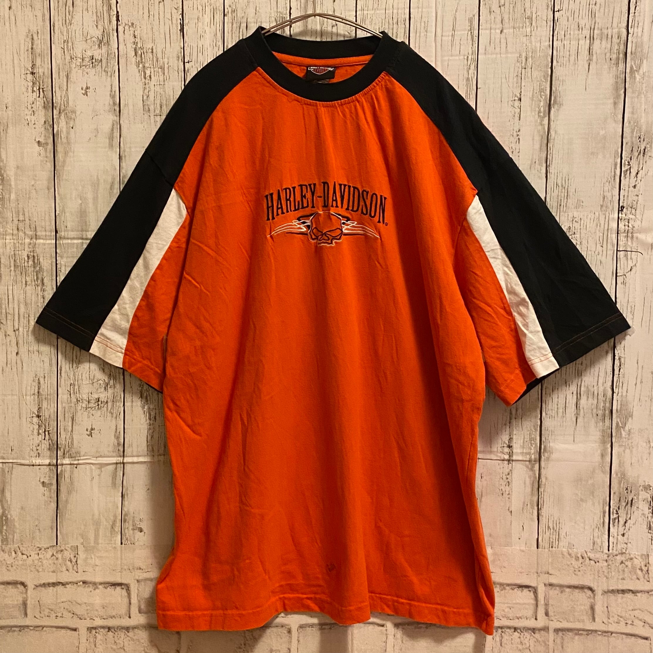 ハーレーダビットソン オレンジ 半袖Tシャツ | Catton PoPins