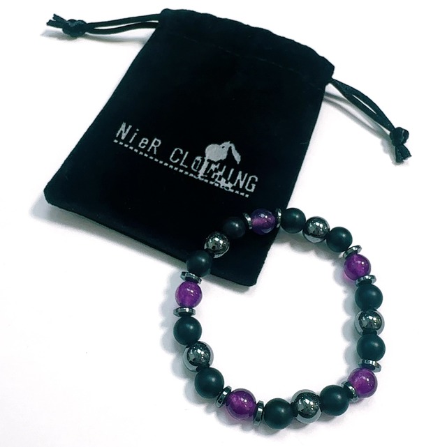 ☆深夜限定販売☆ STONE BRACELET(BLACK×PURPLE)【ミニポーチ付き】