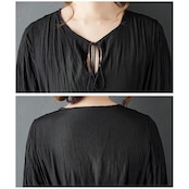 プリーツ ティアード ブラックワンピース 00208