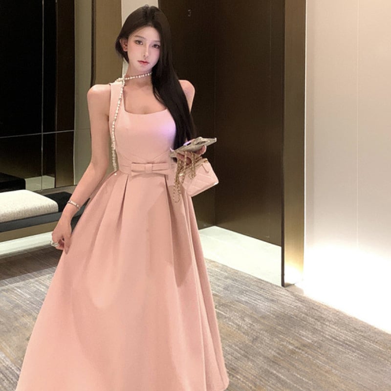 【3色】Lady's coco ロングドレス キャバドレス セクシー フレンチ ワイドストラップ エレガント タイト 上品 ウエストマーク Aライン リボンデザイン JC2-CD7-337-31130860