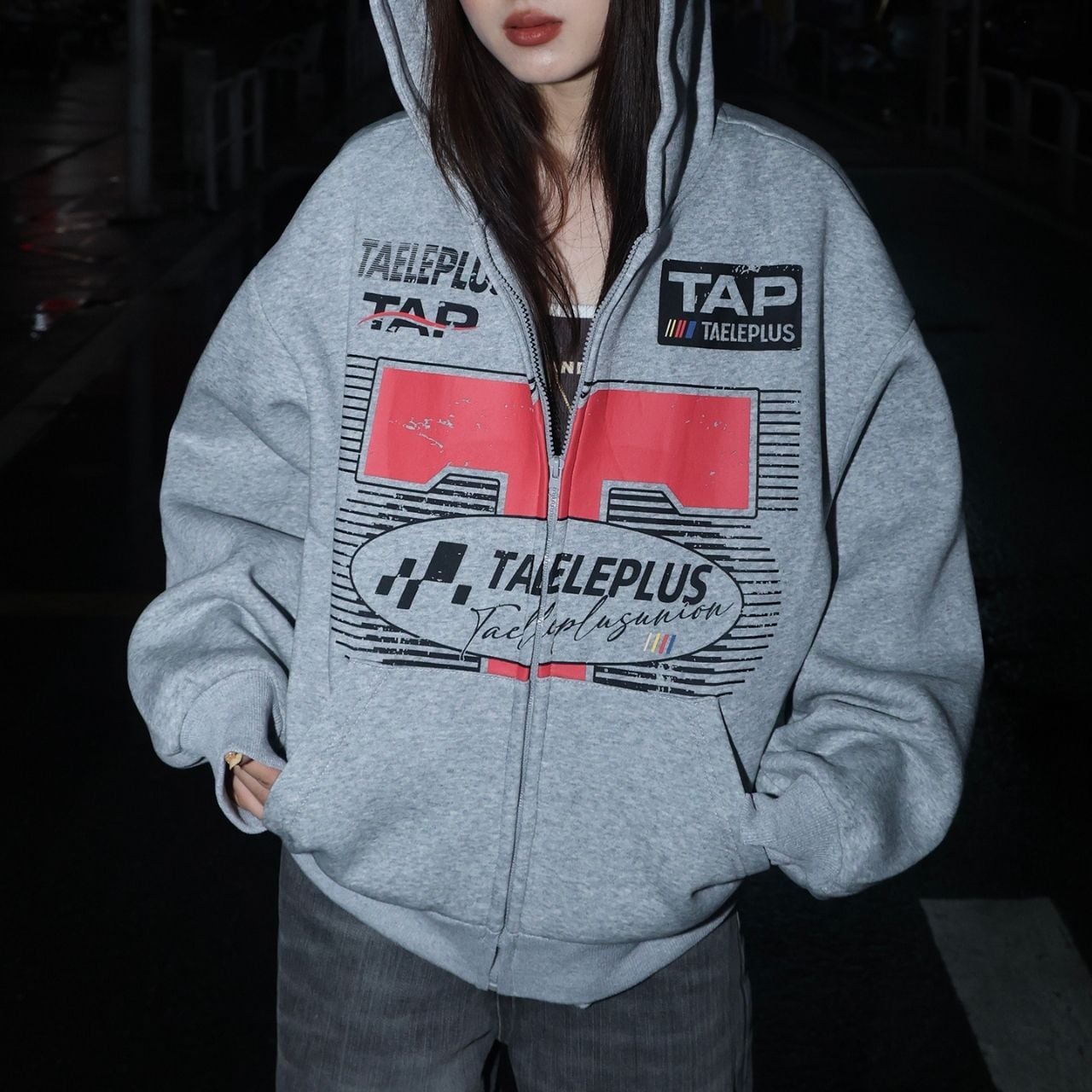 レーシングロゴジップアップフーディ 2col R00777