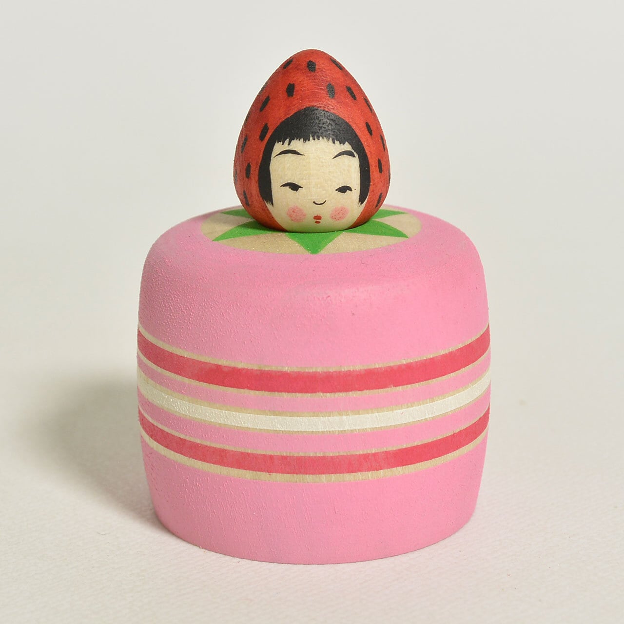 いちごけーきです(^O^) いちごケーキちゃんえじここけし 約1.5寸 約4.5cm 鈴木明 工人（作並系