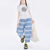 フリーハンドドローイング フラワープリントTシャツ i0390