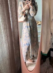 ボカシプリントシフォンワンピース D1279