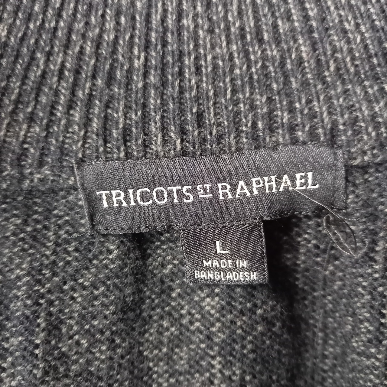 TRICOTS ST RAPHAEL　ショールカラー　コットンカーディガン　ニット　セーター　無地　中厚手　グレー　L