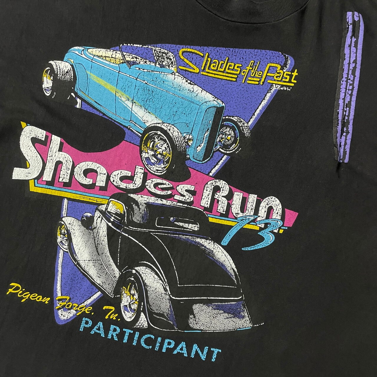 90年代 USA製 SHADES OF THE PAST ホットロッド ランイベント プリント Tシャツ メンズXL 古着 車 90s ビンテージ  ヴィンテージ シングルステッチ フェードブラック 墨黒【Tシャツ】【FSS2308-50a】 | cave 古着屋【公式】古着通販サイト