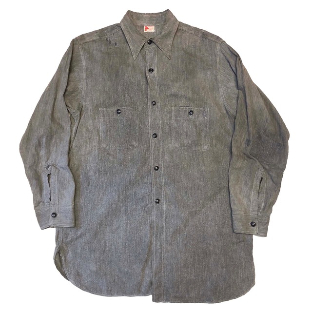 40s STURDY OAK ブラックシャンブレーシャツ 【M】黒シャン ボロ 