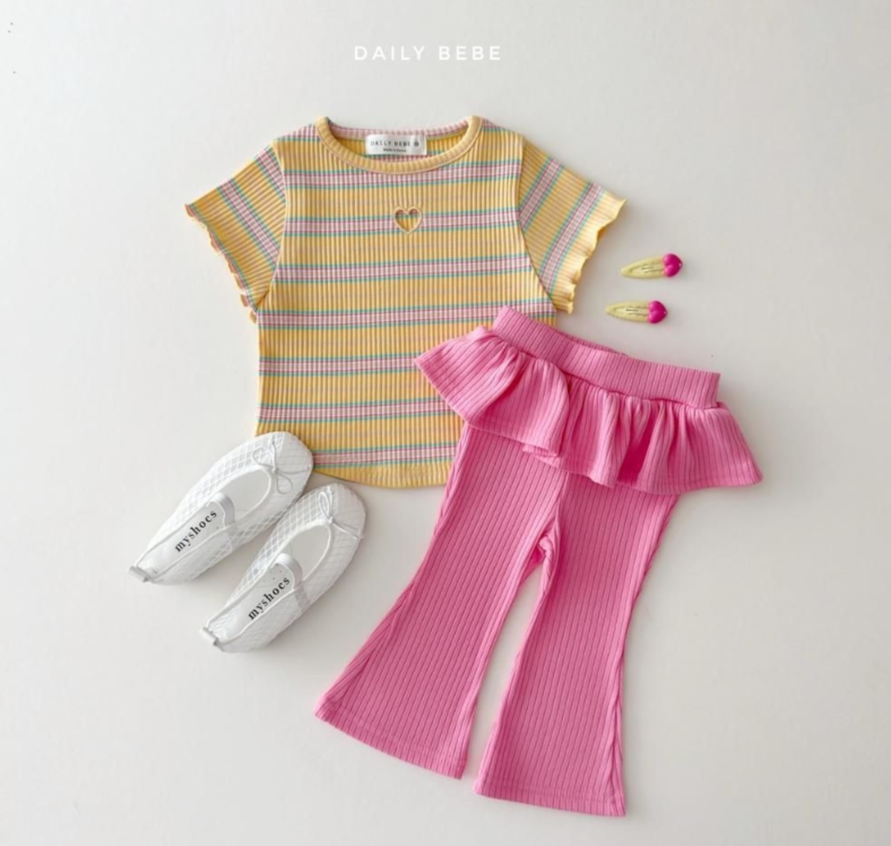【取寄/韓国直送】Daily bebe 26/SM ハートパンチングTシャツ|夏服|韓国子供服