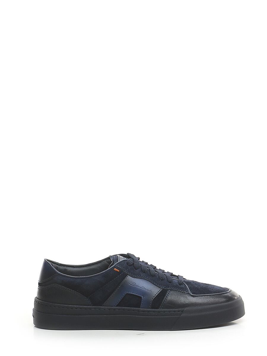 SANTONI サントーニ メンズ スニーカー レザー・スエード・ラバー ネイビー
