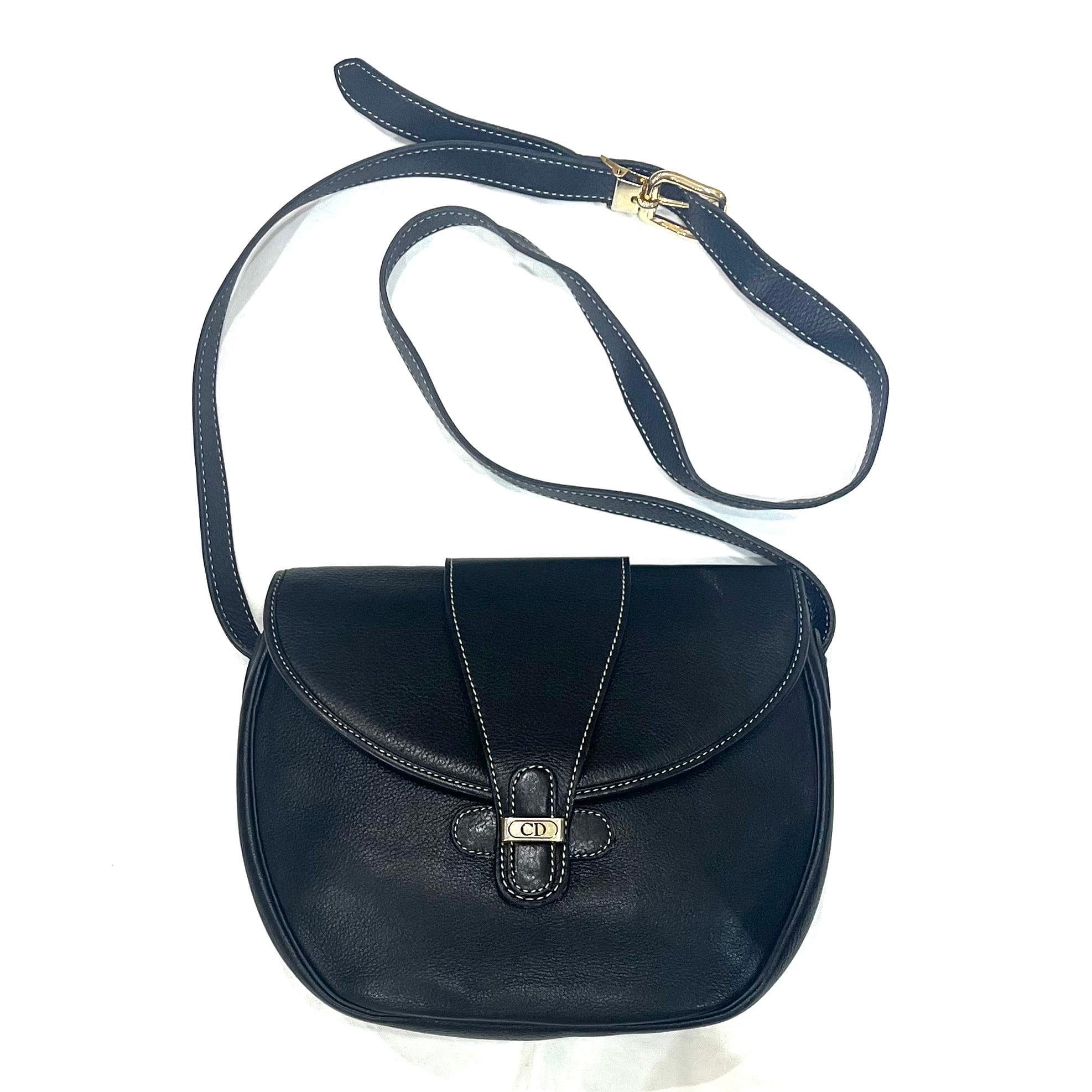 Christian Dior】2244 本革レザーショルダーバッグ ブラック