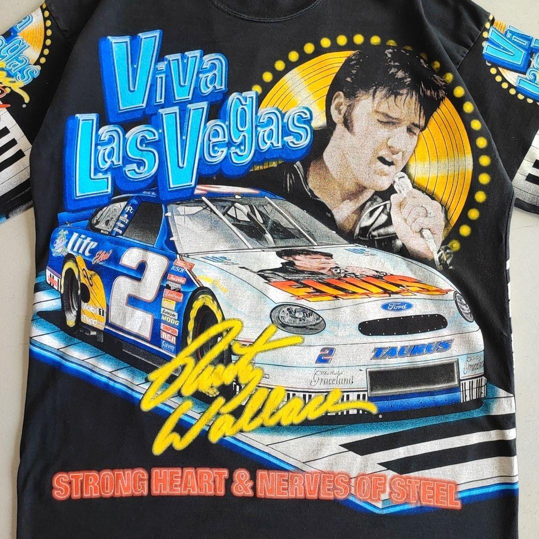 90s Vintage NASCAR エルヴィスElvis Presley AOP プリントTシャツ 