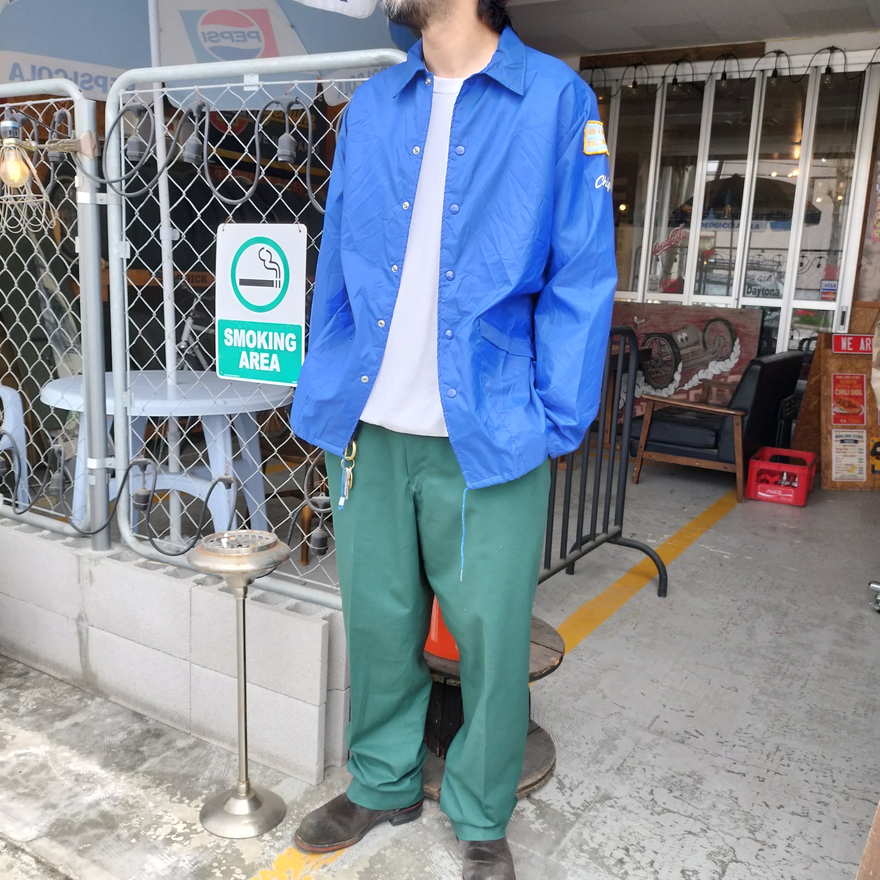 1Used ジャケット◆80s ARISTO JAC アメリカ製 ナイロンコーチジャケット ブルー◆USA古着 ヴィンテージ