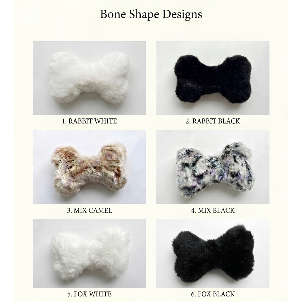 FLUFFY CUSHION【BONE】日本製ラグジュアリーファーあごのせクッション【ボーン型全6色】