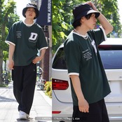 \SALE/◆サガラ刺繍 リンガーネック ヘビーウェイトTシャツ◆br-60222