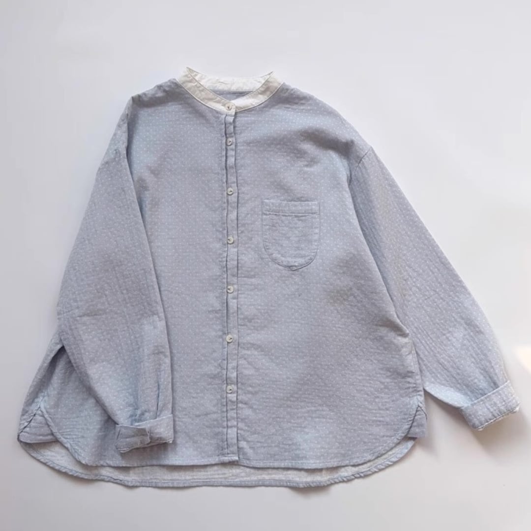 スタンドカラードットシャツ F3937