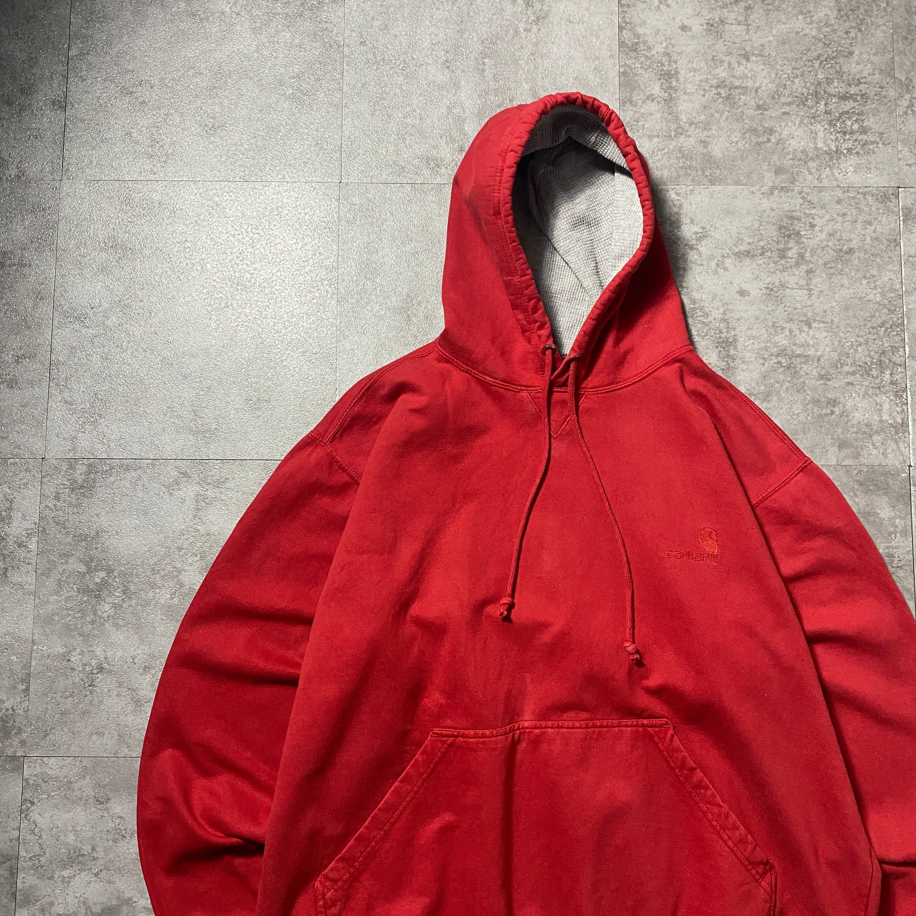 よしお Carhartt カーハートアクティブジャケット レッド 刺繍ロゴ Size:2XL】00's carhartt カーハート 刺繍ワンポイント フード裏地