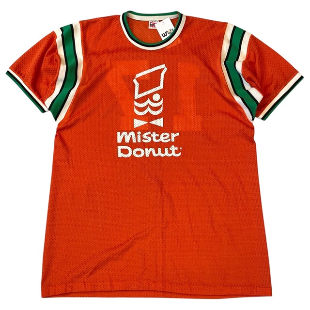 60~70s Mister Donut numbering mesh shirt