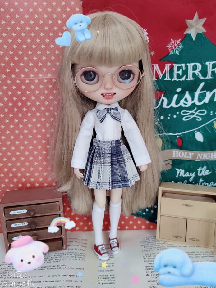 blytheサイズ 学生服 女の子 チェック柄制服セット
