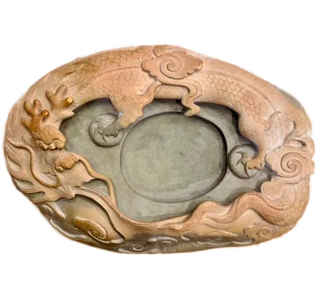 S10【硯】方城黄石山石 雲龍文楕円硯 | tenkokusyodo