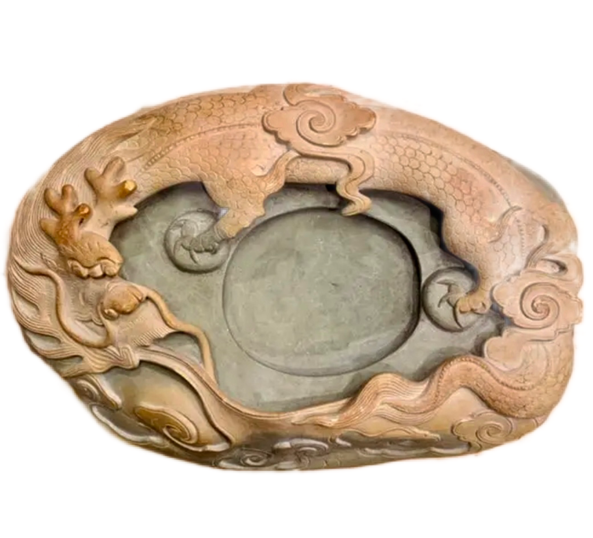 S10【硯】方城黄石山石 雲龍文楕円硯 | tenkokusyodo