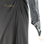 社交ダンス 衣装 ラテン ドレス ワンピース インザムード in the MOOD 日本製 黒 デモ 競技 パーティ 発表会 綺麗 上品 ブラック系 上品なデザイン 社交ダンス衣装 ラテン衣装 フォーマルドレス おしゃれ 衣装発表会 大人向け ファスナー付き 日本製ドレス コサージュ付き 競技用ドレス ブラックワンピース エレガント パーティードレス