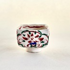 金彩志野赤絵草花文高台小付（大）【榛澤宏】