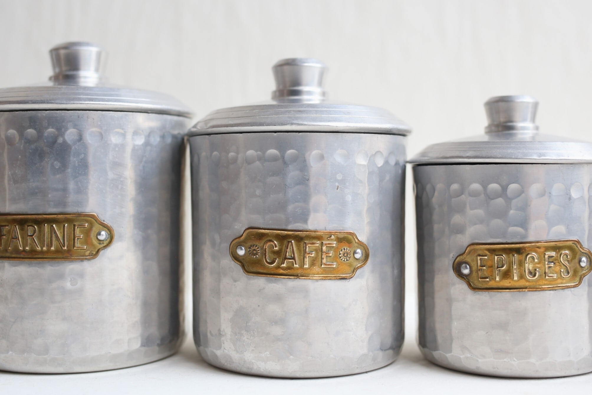 フランス アンティーク ヴィンテージ アルミ製 キャニスター 5個セット